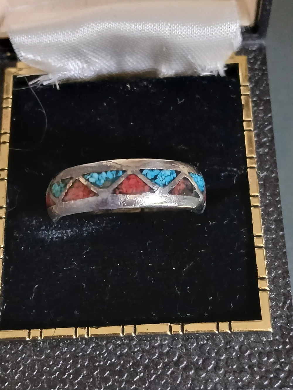 Vintage Turquoise Inlay Ring - Picture 1 of 3
